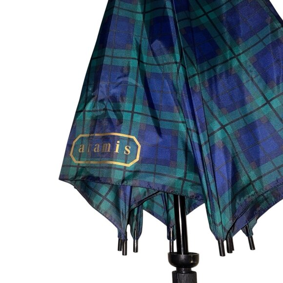 Aramis Tartan Plaid Umbrella Scottie Dog's Head Handle Scottish Terrier Blue - Picture 15 of 16